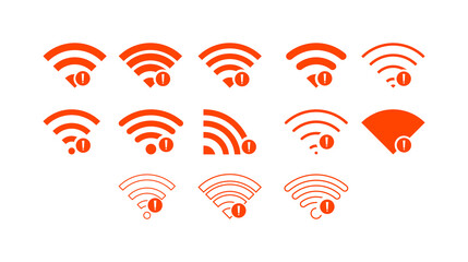 Set of No wireless connections/no wifi icon sign vector on white background 
