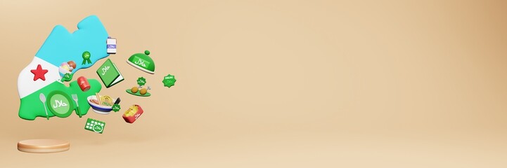 3d rendering of halal culinary destinations in Djibouti for Eid, Eid Al Adha and Ramadan content