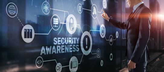 Fototapeta na wymiar Inscription Security Awareness. Information Security Skills Management Service. Business, Technology, Internet and network concept