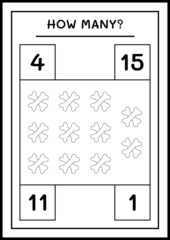 How many Bone, game for children. Vector illustration, printable worksheet