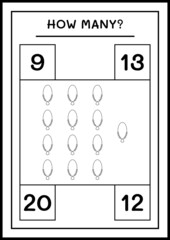 How many Pendant, game for children. Vector illustration, printable worksheet
