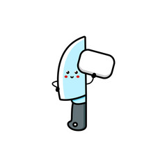 Cute funny kitchen chef knife character with question and idea. Vector flat line cartoon character illustration icon. Isolated on white background. Chef cooking knife cartoon character concept