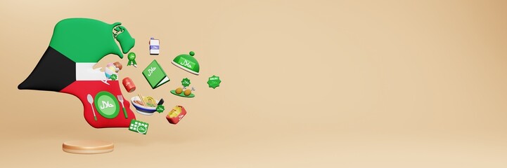 3d rendering of halal culinary destinations in Kuwait for Eid, Eid Al Adha and Ramadan content
