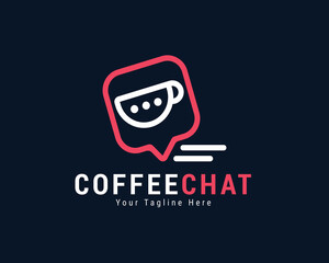 Coffee Chat Cafe  Coffee Shop Minimal Logo Design Template
