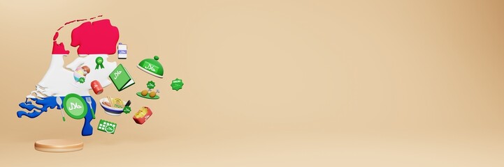 3d rendering of halal culinary destinations in Netherlands for Eid, Eid Al Adha and Ramadan content