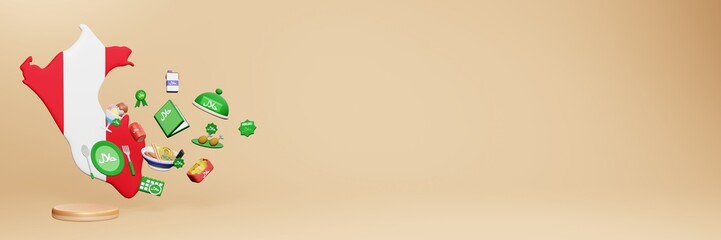 3d rendering of halal culinary destinations in Peru for Eid, Eid Al Adha and Ramadan content