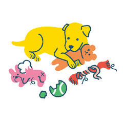 おもちゃを噛む犬