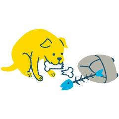 生ごみと骨を食べる犬