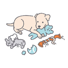 おもちゃを噛む犬