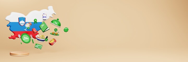 3d rendering of halal culinary destinations in Slovenia for Eid, Eid Al Adha and Ramadan content