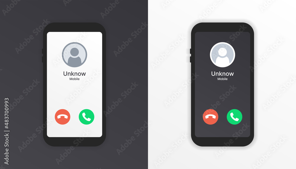 Aufkleber mobile call screen template. call screen smartphone interface mockup. incoming call, answer and decl