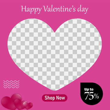 Social Media Post Template For Digital Marketing And Sales Promotion On Valentine's Day. Advertising For Valentine's Day. Nice Healthy Food, Tecnology, Fashion For Valentine's Day