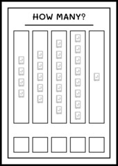 How many Book, game for children. Vector illustration, printable worksheet