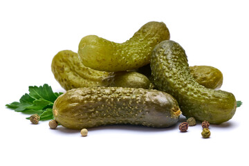 Tasty Whole green cornichon isolated on a white background