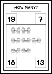 How many winter mittens, game for children. Vector illustration, printable worksheet