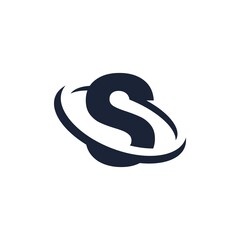 Letter S Logo Initial with Circle Shape. Swoosh Alphabet Logotype Simple and Minimalist