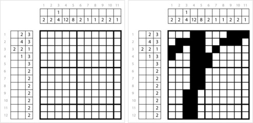 Fototapeta premium Alphabet R Lowercase Nonogram Pixel Art M_2201002