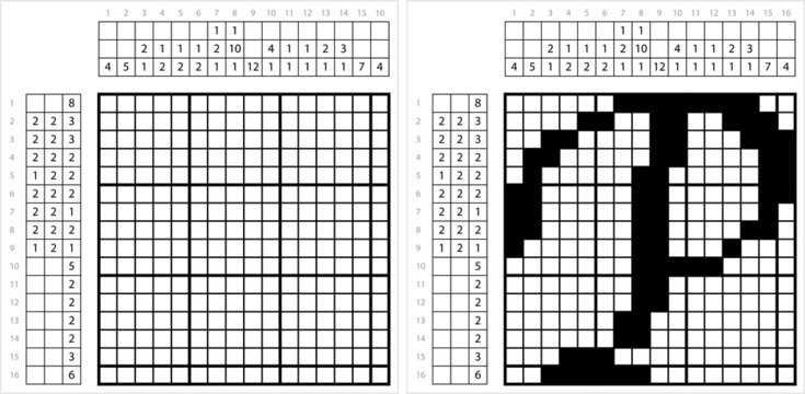 Alphabet P Nonogram Pixel Art M_2201002