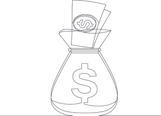 Continuous line drawing of company income. Vector illustration. Company budget.