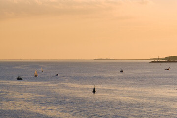 Saint-Petersburg, Russia - Jun 09, 2021: The Gulf of Finland at sunset.