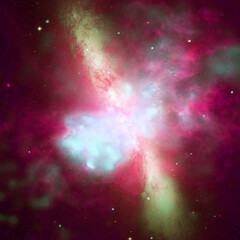 Nebula, cluster of stars in deep space. Science fiction art.