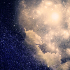 Nebula, cluster of stars in deep space. Science fiction art.