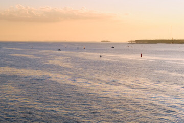 Saint-Petersburg, Russia - Jun 09, 2021: The Gulf of Finland at sunset.