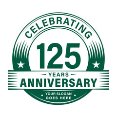 125 years anniversary celebration design template. 125th logo vector illustrations. 