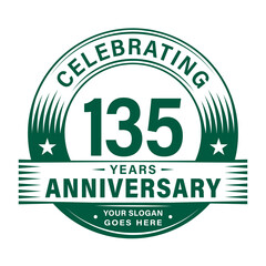 135 years anniversary celebration design template. 135th logo vector illustrations. 