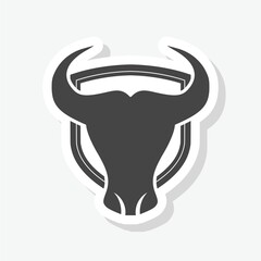 Bull Buffalo Head Shield sticker isolated on white background