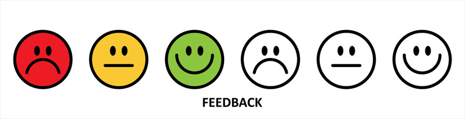 Face smile icon positive, negative neutral opinion vector signs