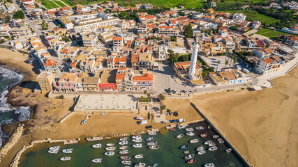Aerial View of Punta Secca, Santa Croce Camerina, Ragusa, Sicily, Italy, Europe