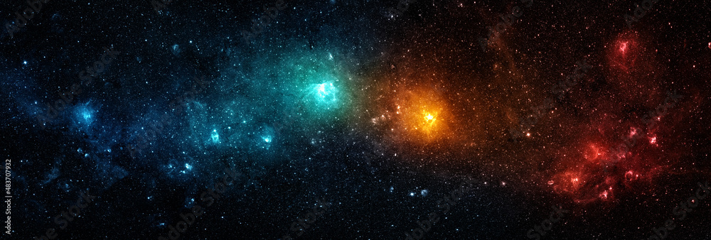 Wall mural space scene with stars in the galaxy. panorama. universe filled with stars, nebula and galaxy,. elem