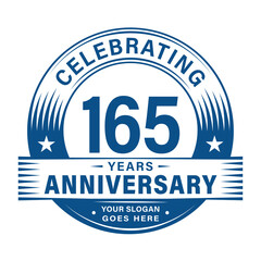 165 years anniversary celebration design template. 165th logo vector illustrations. 