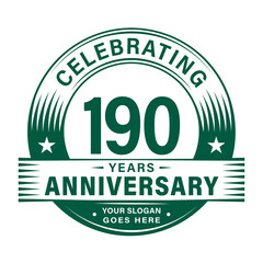 190 years anniversary celebration design template. 190th logo vector illustrations. 