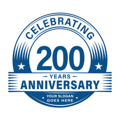 200 years anniversary celebration design template. 200th logo vector illustrations. 