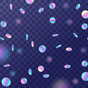 Holographic Falling Confetti Glitters Isolated On Transparent Background