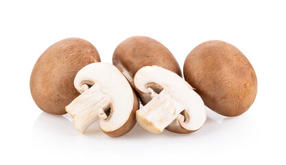 Fresh champignon mushrooms isolated on white
