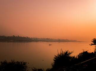sunset over the river