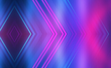 Dark abstract background with neon lines, waves, glow. Empty gradient futuristic banner