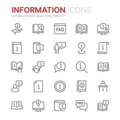 Collection of information related outline icons. 48x48 Pixel Perfect. Editable stroke