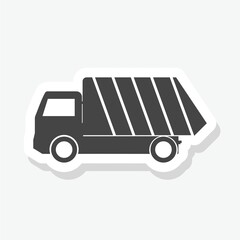 Garbage truck icon sticker isolated on white background