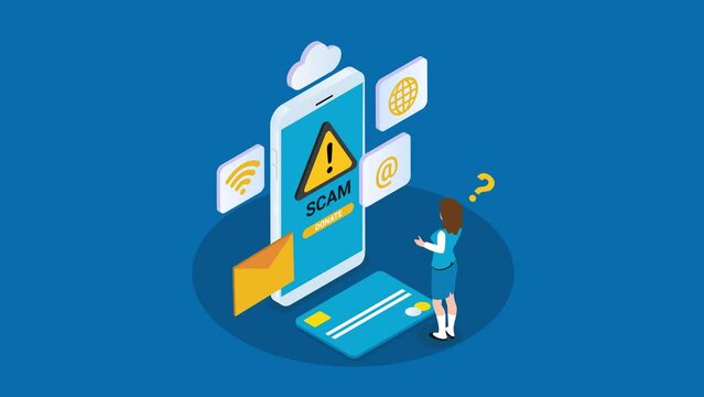 Woman using cellphone with donation scam apps