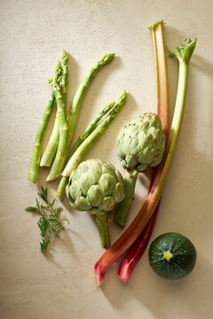 Top view green healthy food ingredients