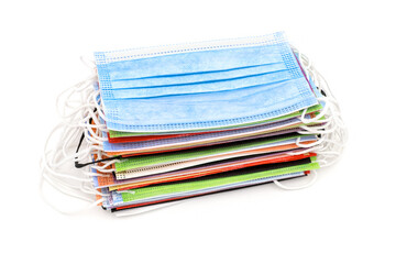 Bunch of various colors antiviral medical mask for protection against corona virus