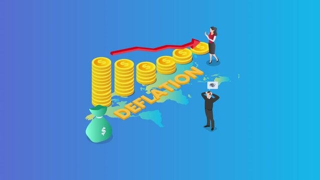 Two people looks stressed due to deflation economy