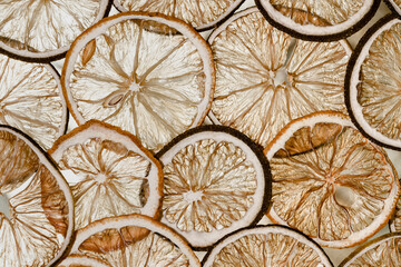 Closeup shot of dried lemons and limes.