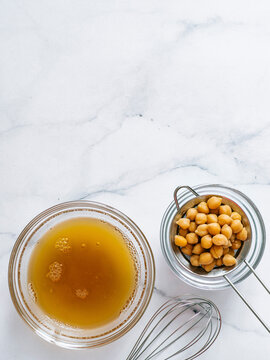 Chickpea aquafaba in a bowl