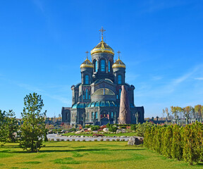 Fototapeta na wymiar The main temple of the Armed Forces of the Russian Federation. Construction was completed on May 9, 2020. The author of the project is Dmitry Smirnov. Moscow, Russia, 10.09.2021.