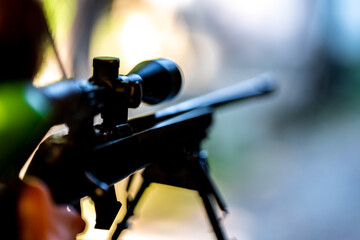 Sniper with weapons ready to fight